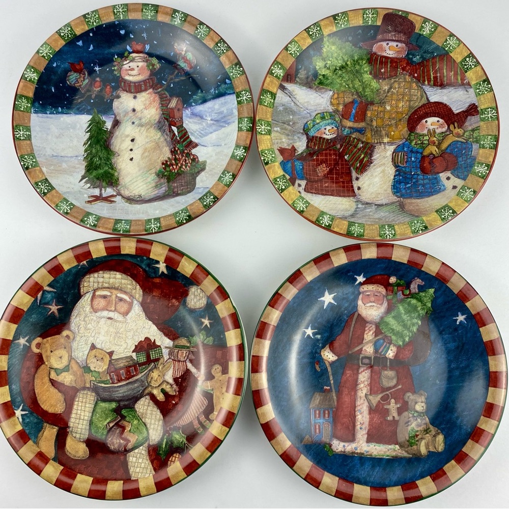 Susan Winget Certified International Salad Plates Set Of Four 8" Christmas